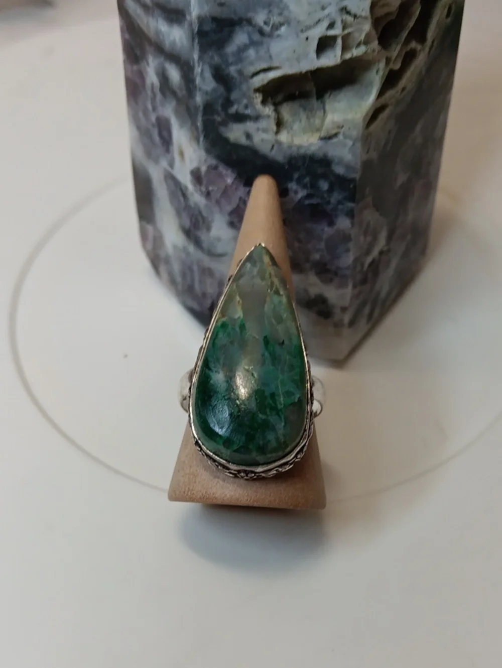Teardrop Green Gemstone Ring